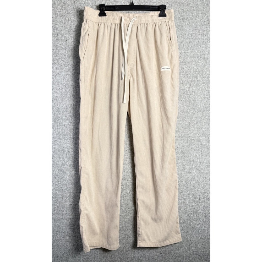 Constitution‎ Beige Tan Corduroy Drawstring Pockets Sweatpants Men's Size LARGE
